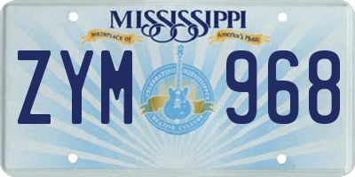 MS license plate ZYM968