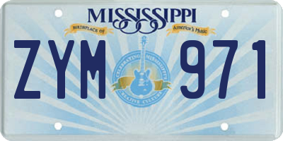 MS license plate ZYM971