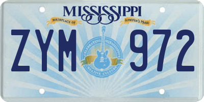 MS license plate ZYM972