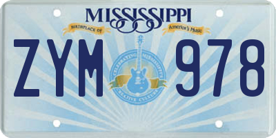 MS license plate ZYM978