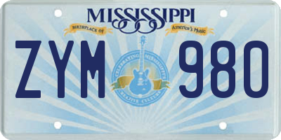 MS license plate ZYM980