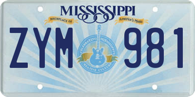 MS license plate ZYM981