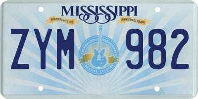 MS license plate ZYM982