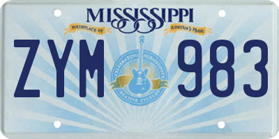 MS license plate ZYM983