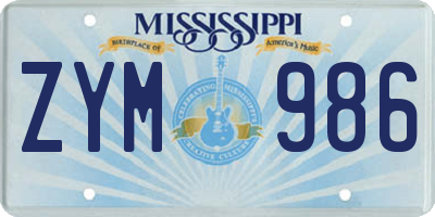 MS license plate ZYM986