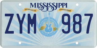 MS license plate ZYM987