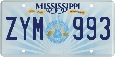 MS license plate ZYM993