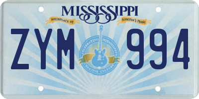 MS license plate ZYM994