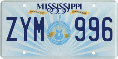 MS license plate ZYM996