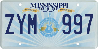 MS license plate ZYM997