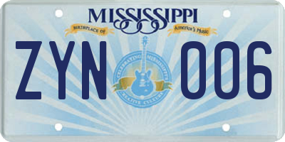 MS license plate ZYN006