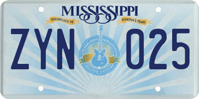MS license plate ZYN025