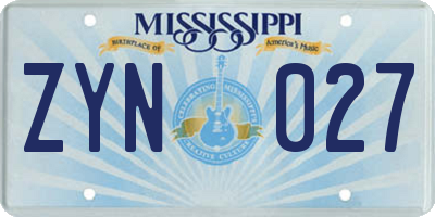 MS license plate ZYN027