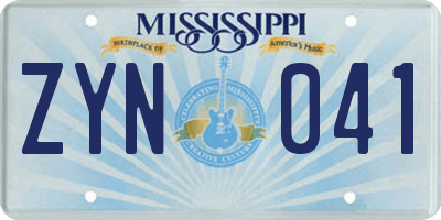 MS license plate ZYN041