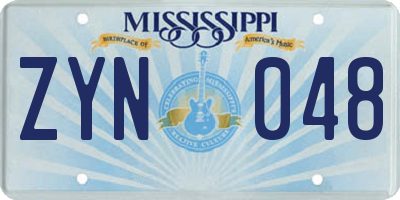 MS license plate ZYN048