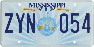 MS license plate ZYN054