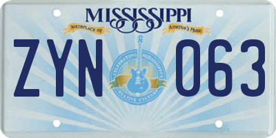 MS license plate ZYN063