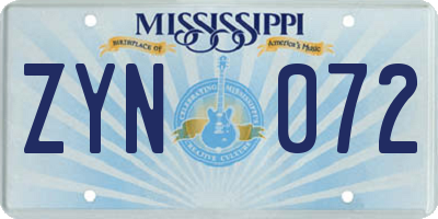 MS license plate ZYN072