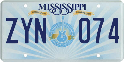 MS license plate ZYN074