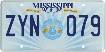 MS license plate ZYN079