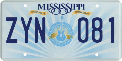 MS license plate ZYN081