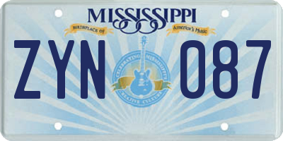 MS license plate ZYN087