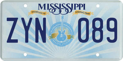 MS license plate ZYN089