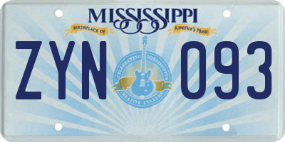 MS license plate ZYN093