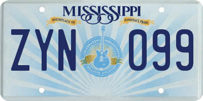 MS license plate ZYN099