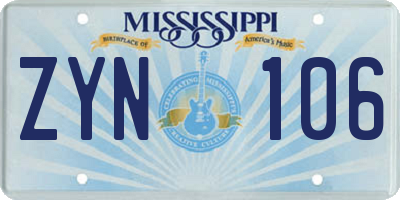 MS license plate ZYN106