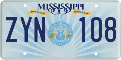 MS license plate ZYN108