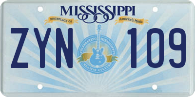 MS license plate ZYN109