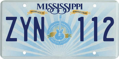 MS license plate ZYN112