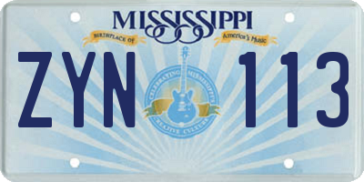 MS license plate ZYN113