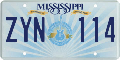 MS license plate ZYN114