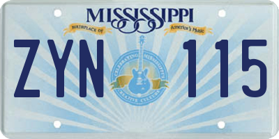 MS license plate ZYN115