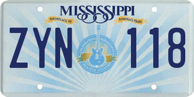 MS license plate ZYN118