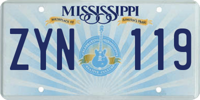 MS license plate ZYN119