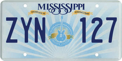 MS license plate ZYN127