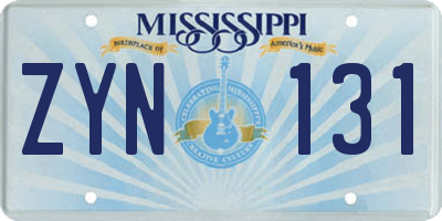 MS license plate ZYN131