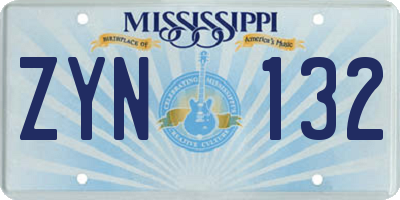 MS license plate ZYN132