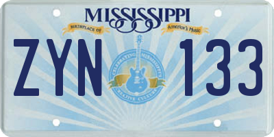 MS license plate ZYN133
