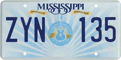 MS license plate ZYN135