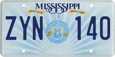 MS license plate ZYN140