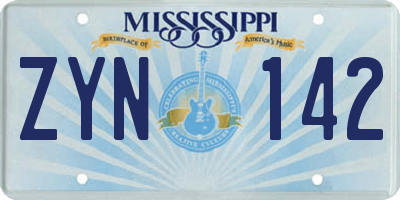 MS license plate ZYN142
