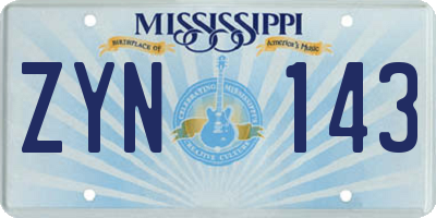 MS license plate ZYN143