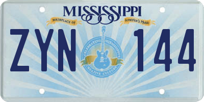 MS license plate ZYN144