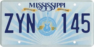 MS license plate ZYN145
