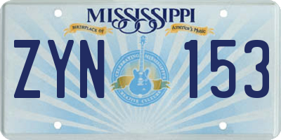 MS license plate ZYN153