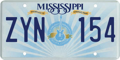 MS license plate ZYN154